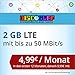 Produktbild discoSURF Internet-Flat 2 GB LTE [SIM, Micro-SIM und Nano-SIM] 24 Monate Vertragslaufzeit (2 GB LTE mit max. 50 MBit/s, 4,99 Euro/Monat in den ersten 12 Monaten, danach 9,99 Euro / Monat ) O2-Netz