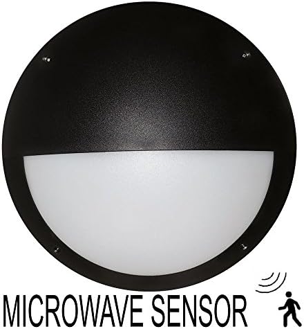 LED MICROWAVE SENSOR Outdoor Bulkhead 12 Watt Eyelid Black IP66