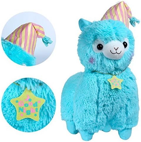 KSB 20 Giant Huge Blue Good Night Plush Alpaca With Locket And Nightcap,Cute Soft Stuffed Animals Cushion Toy Doll,Best Birthday Gifts For The Children Kids Over 1 Years by KSB