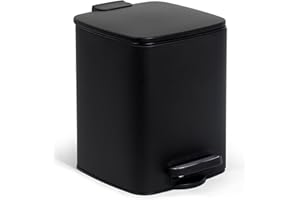 GREELUE Kosmetikeimer 6L, Mülleimer bad, Badmülleimer mit Deckel, (Soft Close) Tretmülleimer aus Metall für Badezimmer, WC, Schlafzimmer (Schwarz, 24 x 19,5 x 25 cm)