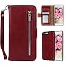 Produktbild Hülle für iPhone 8 Plus, iPhone 7 Plus Schutzhülle, Asnlove 2 in 1 PU Leder Flip Wallet Cover in Bookstyle Stand Leder Tasche Case Karteneinschub TPU Innen 2 Combo Separate Karteneinschub Geldbörse Reißverschluss Style mit Karteneinschub und Magnetverschluß with Handschlaufe für Apple iPhone 8 Plus Case Cover, Purpurn
