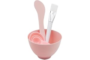 UPSTORE 6 en 1 Juego de tazones mezcla mascarilla portátil plástico con cuchara Pincel espátula Bricolaje Herramienta belleza casera Maquillaje Kit mezcla Accesorios para el cuidado la piel (Color al azar)