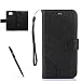Produktbild Samsung Galaxy Alpha G850 Hülle, Samsung Galaxy Alpha G850 Schutzhülle, Alfort 3 in 1 Lederhülle Fashion Design Premium PU Leder Hohe Qualität Tasche Case Cover Kasten Abdeckung Wallet für Samsung Galaxy Alpha SM-G850 4.7" Smartphone Funktion Standfunktion Unterstützte Telefone und Magnetverschluss mit Schmetterling ( Schwarz ) + Alfort Schwarz Stylus Pen