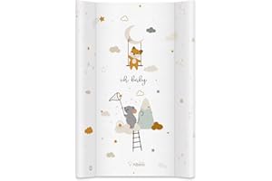 Albero Mio Hartschalenwickeltisch | 80x47 cm | Wickeltisch für Bett oder Kommode | Wickeltisch mit Sicherheitsfüßen | Babywickeltisch | Jungen- und Mädchen-Stoßfänger | Maus