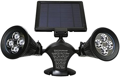Solar Lights Outdoor, Geekeep Wireless Solar-Powered Waterproof Double Spotlight Decorative Security Light-Sensing Wall Lamps, 360 Degree Rotatable Lights for Patio Porch Deck Yard Garden Garage Driveway Pathway Outside Wall