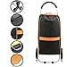 Produktbild 1PLUS Premium Einkaufstrolley Einkaufsroller Handwagen aus Aluminium mit abnehmbarer Tasche mit normaler Bereifung und 3+3 Reifen zum Treppenstiegen, verschiedene Designs und Farben (Aluminium Gestell - Tasche: Schwarz / Braun)