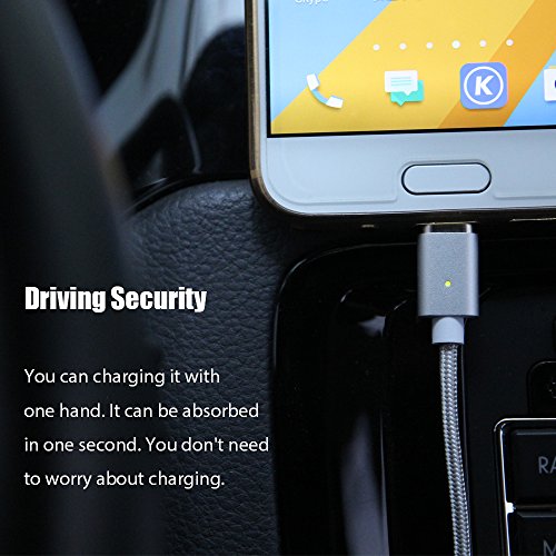 NetDot 1.5M 3. Generation Nylon geflochtene USB-C 2.0 Magnetische Lade- und Datensynchronisationskabel fÃ¼r USB-C Smartphone und Tablet (1.5M Typ-C / Silber)