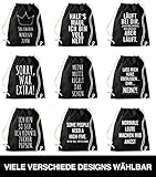 HASHTAGSTUFF® Turnbeutel mit Spruch / verschiedene Sprüche & Designs auswählbar / Beutel: Schwarz / Rucksack / Jutebeutel / Sportbeutel / Hipster -
