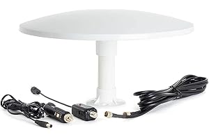 KUMA Cosmos Puissante TV TNT Antenne Amplificateur - Exterieur HD Television Câble d'Antenne pour Camping Car Caravane Camion Bateau - Portable Omnidirectionnelle Vis Base HDTV Télé Antenna - Blanche