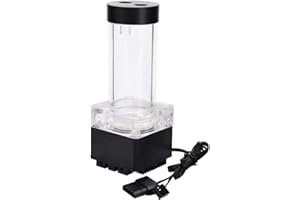 EBOXER 800L/H 8W 7V Water Cooling Pump Tank with 4 Meters Pump Head & LED Power Indicator G1/4 Thread Fast Heat Dissipation CPU Cooling System (Black 17cm)