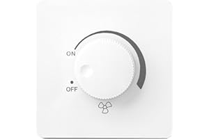 MIKIULY Regolatore Velocita Ventilatore, 86 Tipo Regolazione Ventilatore da Soffitto Continuo Interruttore A Parete Interruttore di Controllo Velocità Regolatore di Velocità 220V 10A,bianco