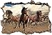 Produktbild Pixxprint 3D_WD_2760_92x62 wilde Westernpferde Wanddurchbruch 3D Wandtattoo, Vinyl, bunt, 92 x 62 x 0,02 cm