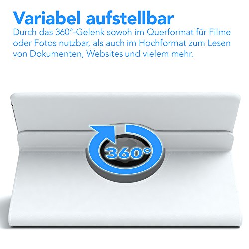 Apple iPad Pro 12,9 (Zoll) Hülle, EAZY CASE Rotation Case Premium Schutzhülle Smart Cover mit Stand-Funktion & Displayschutz 360° Grad drehbar – Etui aus Kunstleder in Weiß - 2