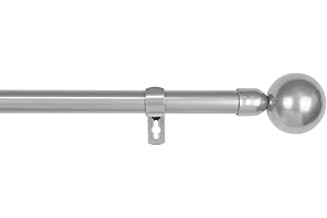 MERCURY TEXTIL-Barra Sencilla Forja Universal Extensible,Barra de Cortinas Decorativa Extensible (Gris, 120-210cm Bola)