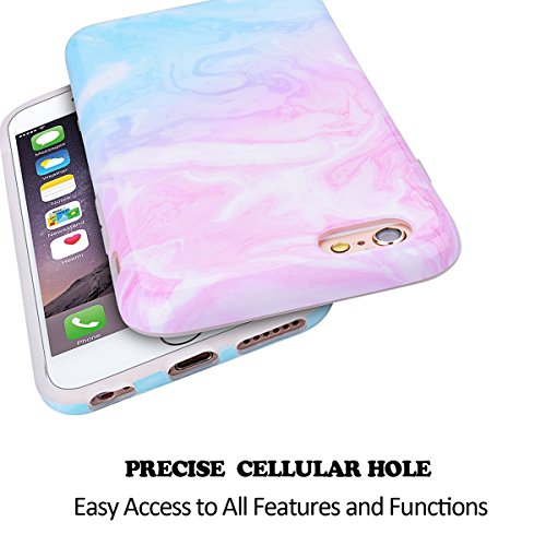 Funda iPhone 6 Plus  E-Lush M  rmol Suave Silicona TPU Carcasa Ultra Delgado Flexible Gel Parachoques Goma Mate Opaco Case Cover iPhone 6s Plus Bumper Amortigua Golpes Protectiva Caso para iPhone 6 Plus  5 5 Pulgadas  Smartphone Anti-Rasgu  o y Resistente Tapa - Rosado con Azul