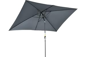 SOLD BY MHSTAR Outsunny 3x2m Garden Parasol Umbrella with Tilt and Crank, Outdoor Sun Shade Canopy with Aluminium Frame and Steel Ribs, Rectangular