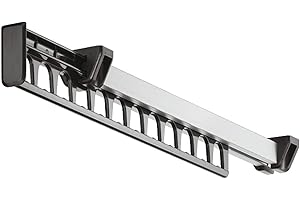 Gedotec Porte Cintre - H10514 - Accessoire d'Armoire - Tringle en Aluminium Argenté - Longueur Extension 312mm - 473 x 50 x 40mm (LxHxl), Entraxe 32mm - 1 Pièce