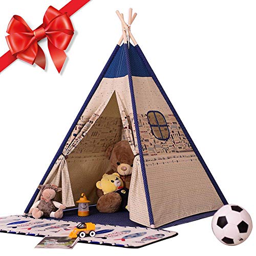 SUPERLOVE Kids Teepee Play Tent, Indian Style Teepee Wigwam Pine With Imported Cotton Canvas Childrens Teepee Tent For Children's Room, Balcony, Bedroom, Travel, Picnic