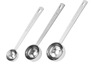 Hwtcjx Cuillère Doseuse, Measuring Cups, 3 Pièces Inoxydable Cuillères à Mesurer pour la Cuisson, Tasses et Cuillères à Mesurer, Cuilleres Doseuses pour Mesurer Solides et Liquides (5ml/15ml/30ml)
