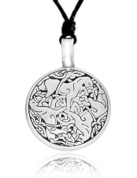 Llords Schmuck Halskette mit keltischem Pferde Anhänger irisches Knoten Muster, feinster Zinn Metall Modeschmuck