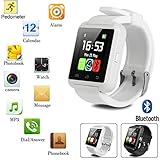 Bluetooth Smart Watch mit Kamera für Android iPhone IOS Samsung LG HTC_White