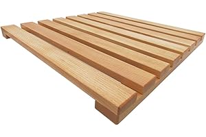 Falegnameria S. Andrea Pedana Doccia in Legno Naturale di faggio cm 60x60 Prodotta artigianalmente in Italia, Antiscivolo …