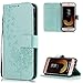 Produktbild FNBK Samsung Galaxy J3 2017 J330 Hülle Leder Grün Löwenzahn Blumen Handyhülle Holster Leder Flip Wallet Cover Tasche Stand Case Card Slot Magnetverschluß Kratzfestes Schutzhülle