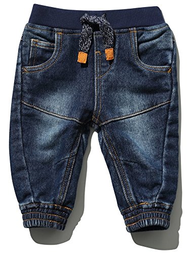 M&Co Baby Boys Casual Soft Cotton Jersey Faded Denim Comfortable Jogger Trousers Denim 0/3 Mnths