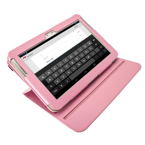 igadgitz Pink Rosa 360° Rotierende Abnehmbare PU Leder Tasche Schutz Hülle Schutzhülle Ledertasche Lederetui Etui Case Cover für Samsung Galaxy Note 10.1 N8000 WiFi 3G Android Tablet + Display Schutzfolie - 6