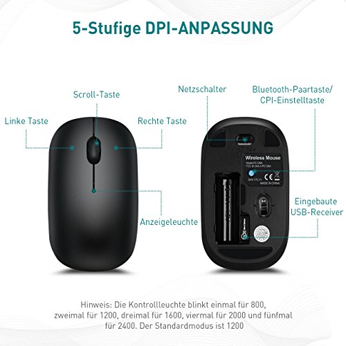 Topelek - Rat  n con Modo Bluetooth 4 0  y Modo inal  mbrico 2 4  G  rat  n inal  mbrico   ptico con Modo Dual para PC  iMac Macbook  Microsoft Pro  Oficina  hogar