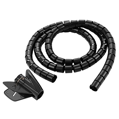 TPFNet Organizador de Cables en Espiral con Útil - 20mm Diámetro, Negro, 2,5m
