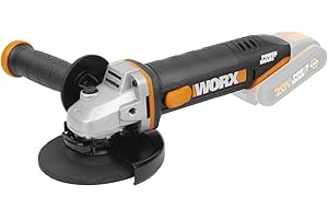 WORX Amoladora 125mm WX803.9 | 20V Máx. | PowerShare | No incluye batería ni cargador | Bloqueo del husillo | Carcasa de engranaje metálica | Interruptor lateral