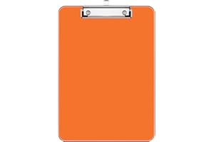 Hnogri Kunststoff-Klemmbrett, Standard A4 Letter Size Klemmbretter für Studenten, Büro und Frauen, Zwischenablage mit Stifthalter und Low Profile Clip, Größe 12,5 x 9 Zoll, (Orange)