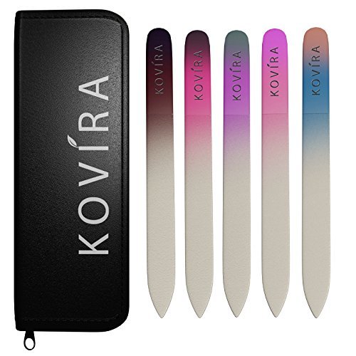 KOVIRA 5 Professional Crystal Nail File with Case – Glass Nail File – Premium Luxury Crystal Glass Finger Nail File Set – Pedicure Fingernail File – Manicure Nail Files and Buffer Kit by Kovira - 2