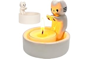 BAFIWU Portavelas para gatos, regalos para los amantes de los gatos, portavelas con patas cálidas para amantes de los gatos, decoración del hogar y la oficina