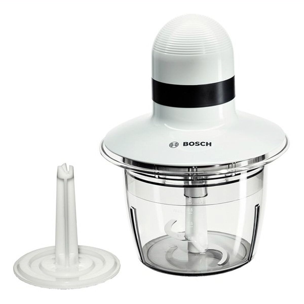 Bosch Tritatutto MMR08A1, 400W, Lame Acciaio Inox, Ciotola 800 ml Lavabile in Lavastoviglie, Contenitore Adatto al Microonde, Semplice da Usare, Bianco