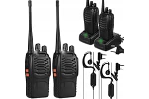 Rheme - Walkie Talkie PMR446 2 Pezzi - Portata fino a 5KM - Auricolari e Clip Cintura Inclusi - Torcia LED - Batteria Ricaricabile 1500mAh - Adatto per Escursioni, Campeggio, Cantiere