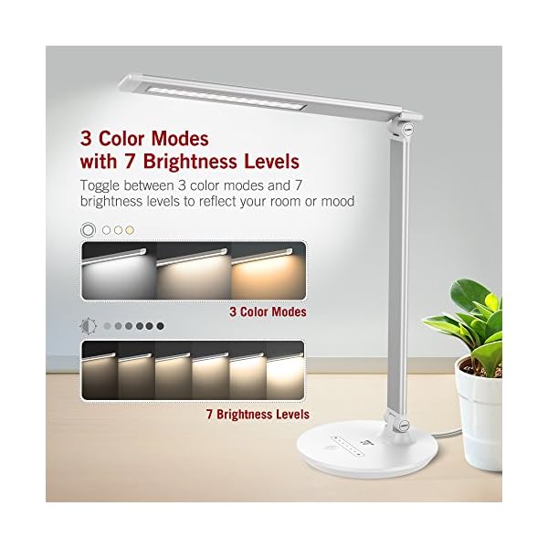 Taotronics Lampada Da Tavolo Lampada Led Da Scrivania Dimmerabile Controllo Touch Luce Elegante Per Ufficio Funzione Memoria 3 Modalità Colore E