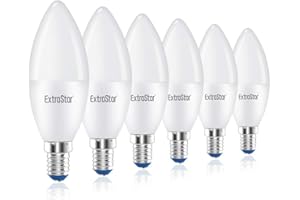 EXTRASTAR Lampadine LED Candela,E14,8W Equivalenti a 64W,6500K,luce bianca fredda,Confezione da 6