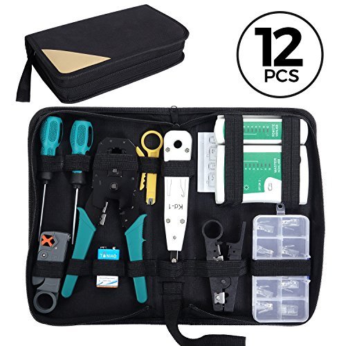 Preisvergleich Produktbild ANTAPRCIS 12 in 1 Netzwerk Reparaturwerkzeuge Professionell Netzwerk Werkzeug Set Netzwerk Kabeltester Kit Patchkabel Tester Computer Wartung LAN Kabel Tester