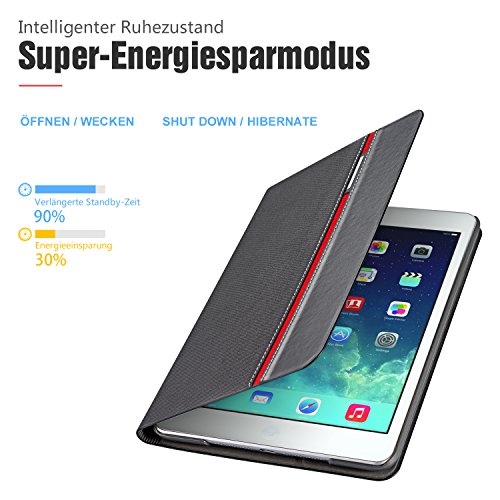 AUAUA iPad Air 2 Hülle, iPad Air 2 Leder Tasche Schutzhülle mit Auto aufwachen / Schlaf Funktion + Clear Schutzfolie (Gift) für Apple iPad Air 2 Zoll Apple Tablet - 4