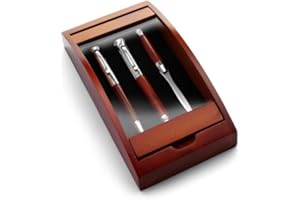 NOTRASH2003 Set d'écriture « Borkum » en bois de rose - Stylo-bille, stylo-plume et étui