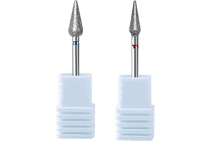YUVKIN Juego de 2 Piezas de Brocas Profesionales de Carburo para Manicura Rusa, Retirar Cutículas, Piel Muerta y Preparar Uñas, Limpieza Bajo Uñas, Ideal para Salón de Manicura (3/32'') (Fino)