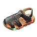 Produktbild Kinder Sandalen,Sannysis Sommer Kinder Jungen LED-Licht Weiches Leder Rutschfeste Luminous Outdoor Sandalen Schuhe biegsame Sohle Trekkingsandalen Lauflernschuhe Klettverschluss (22, Schwarz)