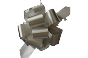 WITTY CUTIES Large Pull Bows for Gifts Wrapping Ribbon Bows Silver Present Wrapping Bows Pompom Gift Bows Wreath Making Crafting Wedding Basket Flower Bouquets Pack of 5