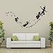 Hotportgift Fairy Flying Man Peter Pan "Second Star To The Right" Tinkerbell Wall Sticker For Nursery Decal (Black)