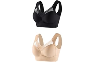 LETTORLICK 2pc Soutien Gorge sans Armature Soutien Gorge de Sport Femme Couleur Unie Grandes Tailles sans Couture sans Fil en Push Up Brassiere Sport Femme Confortable pour Quotidien Sport Yoga