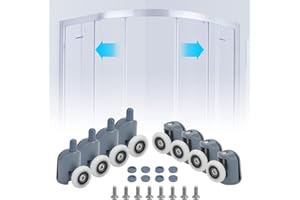 STCRERAG 8 PCS Roulette Porte Coulissante en Acier Inoxydable + ABS 23mm Galets de Porte de Douche Antirouille Roulettes Cabine de Douche Robuste Durable pour Cabine Salle de Bains Porte en Verre