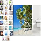 Duschvorhang, viele schöne Duschvorhänge zur Auswahl, hochwertige Qualität, inkl. 12 Ringe, wasserdicht, Anti-Schimmel-Effekt (Karibik, 180 x 180 cm)