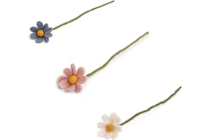 ‎GRY & SIF Gry & Sif Handgemacht & Fairtrade-Zertifiziert Stilvolles dänisches Design X Nepali Kunsthandwerker| Anemone aus Filz - Künstliche Blumen für Wohnzimmer Dekoration | Meeresblau | Set of 3